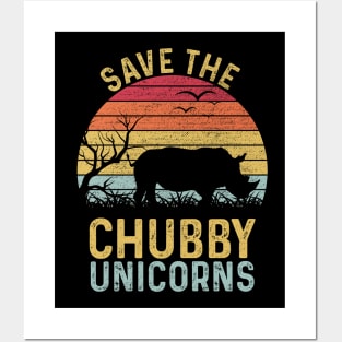 Save The Chubby Unicorns Vintage Funny Rhino Posters and Art